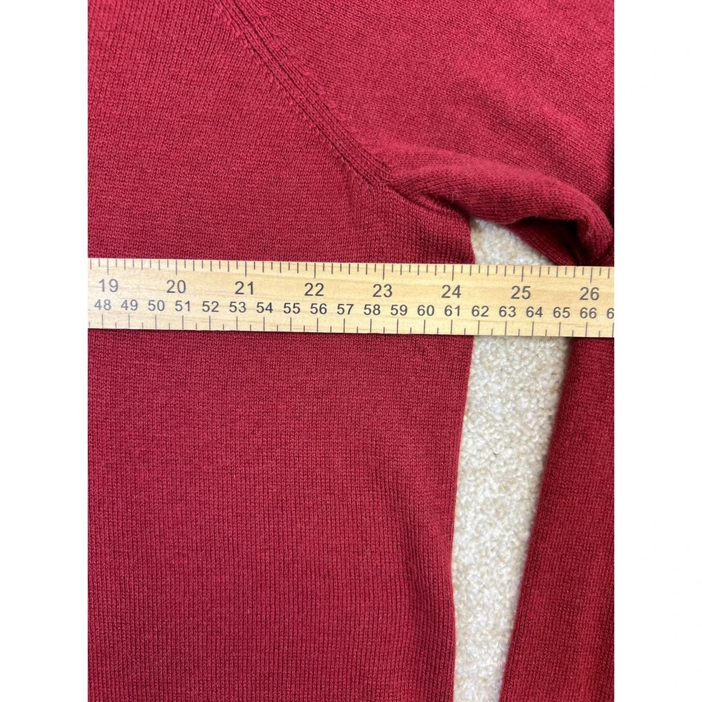 Lucky Brand Red V Neck Long Sleeve Sweater Top Women's XL Acrylic‎ Cotton